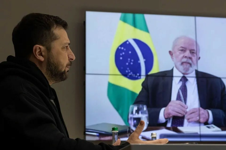 Reunião por vídeo chamada entre o presidente Lula e o presidente da Ucrânia, Volodymyr Zelensky, Foto: Reprodução
