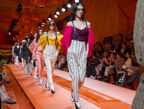 Model on the catwalk at the Louis Vuitton fashion show in Paris, Spring Summer 2024 Ready To Wear Fashion Week,