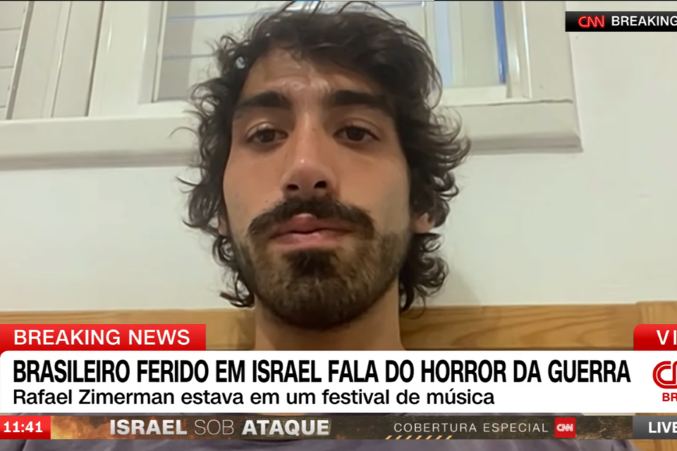 Rafael Zimerman, brasileiro sobrevivente aos ataques em Israel, Reprodução/CNN Brasil