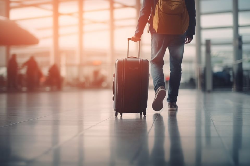 empresario-segurando-bagagem-esperando-a-chegada-do-aeroporto-gerada-por-ia