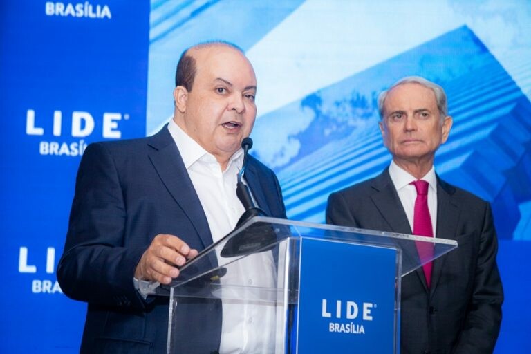 O governador Ibaneis Rocha e Paulo Octávio, presidente do Lide Brasília