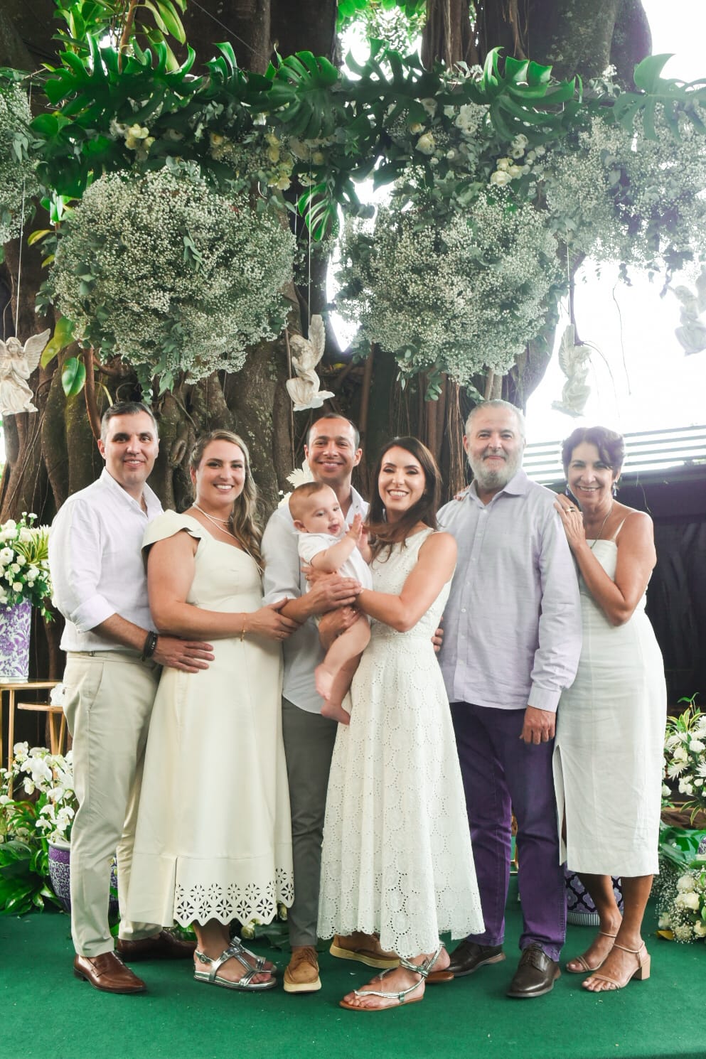 Diego Góes, Hellen Jarjour, Saulo Salviano, Felipe Jarjour, Mariana Atanásio, Maria Antonieta e Francisco Atanásio (Foto: Ana Valença)