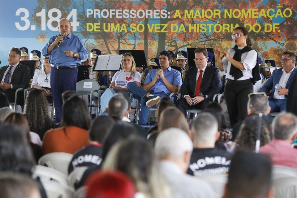 Em seu discurso, o governador Ibaneis Rocha ressaltou os investimentos da gestão dele em Educação Foto Geovana Albuquerque Agência Brasília