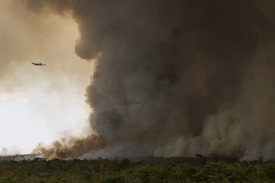 Avanço da fumaça no Parque Nacional de Brasília chamou atenção dos brasilienses nesta manhã | Foto: Marcelo Camargo/ Agência Brasil