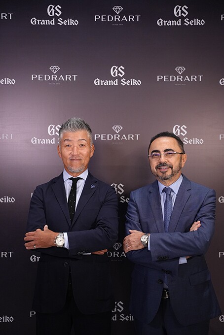 Fumio Tanaka e Marco Attie no lan çamento da Grand Seiko Brasil