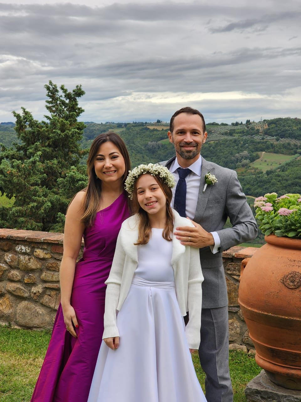 Monique, Bruno e a filha Rafaela Anacleto